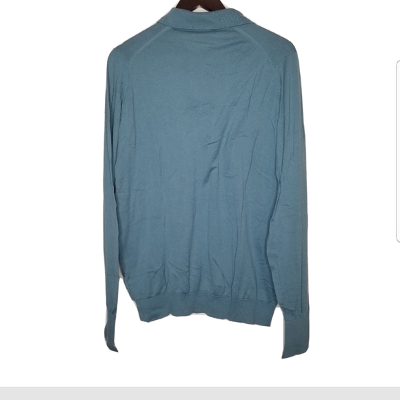 John Smedley Polo Longsleeves Sweater 100% sea Island Cotton Size XL Blue - Picture 4 of 7
